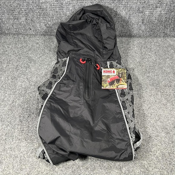 Kong Other - KONG Elements Dog Rain Coat Jacket Large L Black Warm Nylon Outerwear Reflective